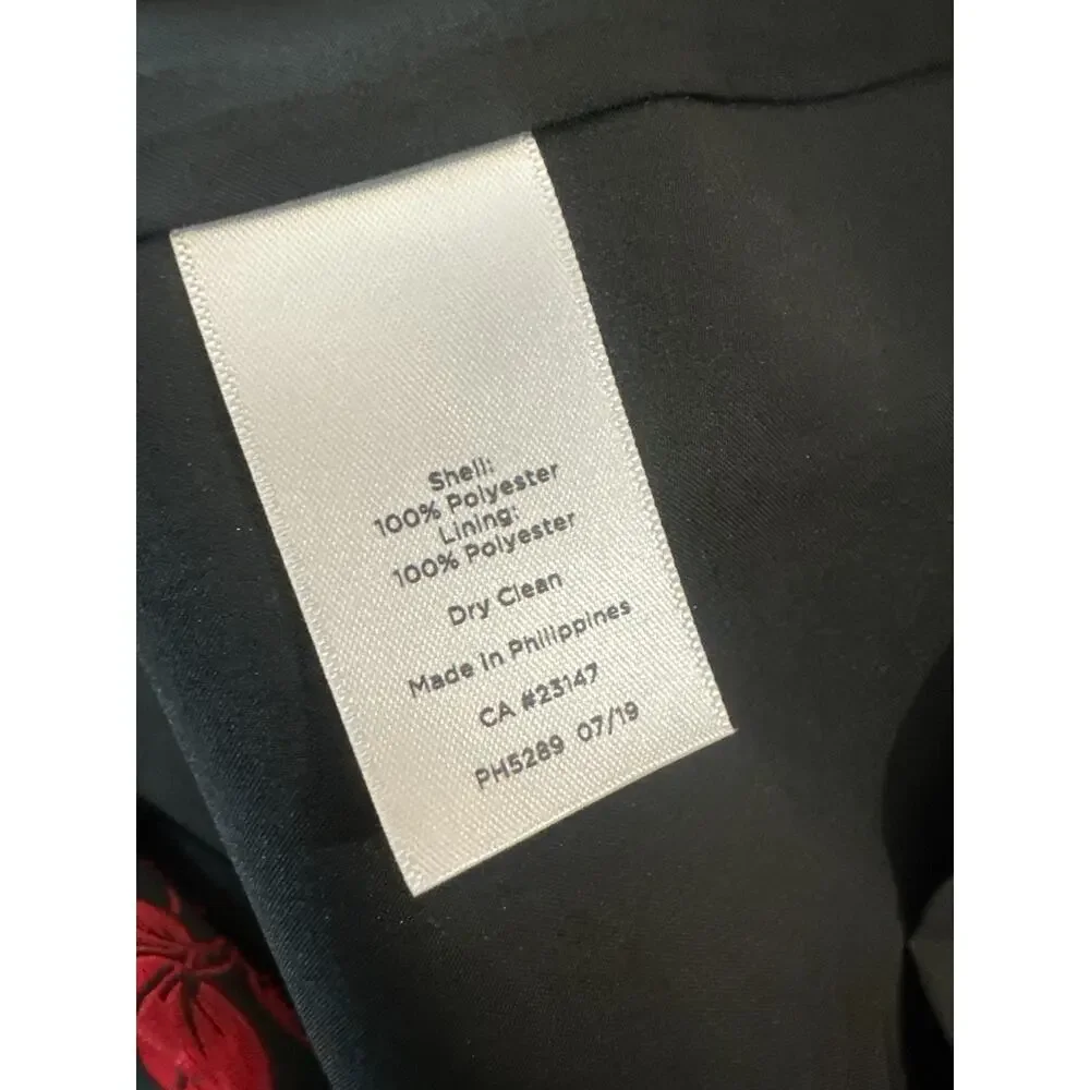 NWT Talbots Back Bow Floral Jacquard A-Line Dress Red Black Lined Zip Size 14 - Picture 13 of 16